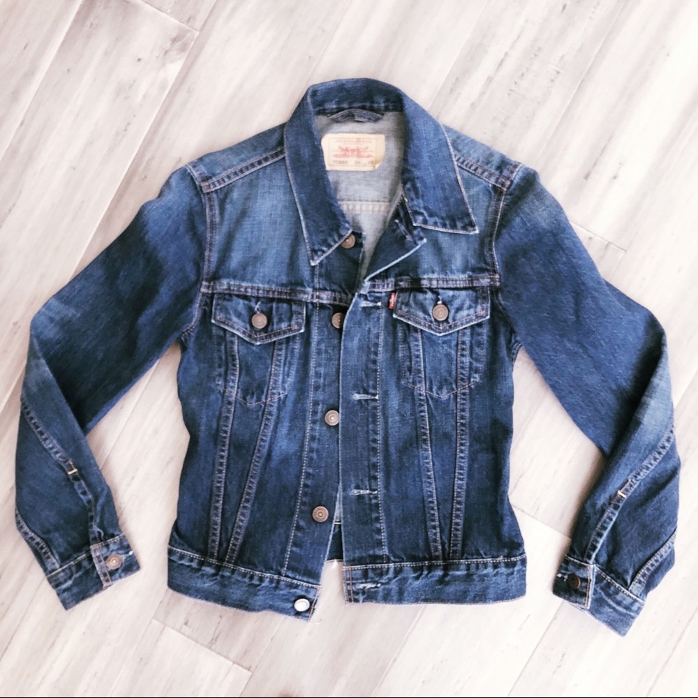 Vintage Levi’s Denim Trucker Jacket, Dark Wash, Size XS
